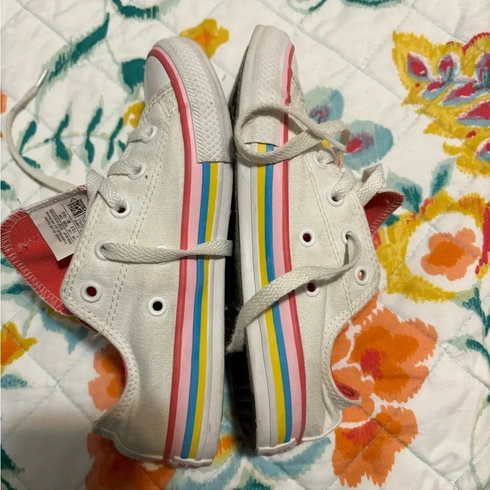Converse All Star Ox Junior Girls Shoes Size 1 White Pink Chuck Taylor 668484F
